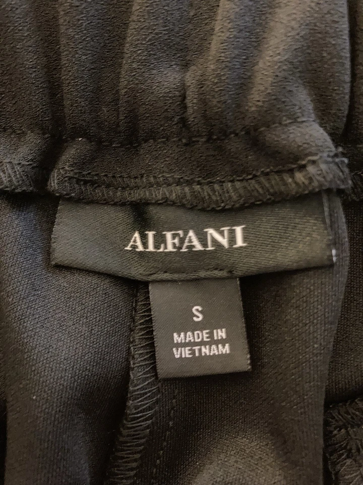 Pantalones Alfani de pierna ancha cintura elástica para mujer talla S botones negros hippie Foto 2 de 4