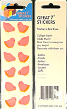 12 packages of Fuzzy Chick Stickers, "Great 7" Sticker Designs, PFZ0401