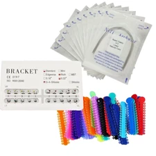 Dental Orthodontic Braces Kit - 0.022 Roth Brackets NiTi Arch Wire Ligature Ties