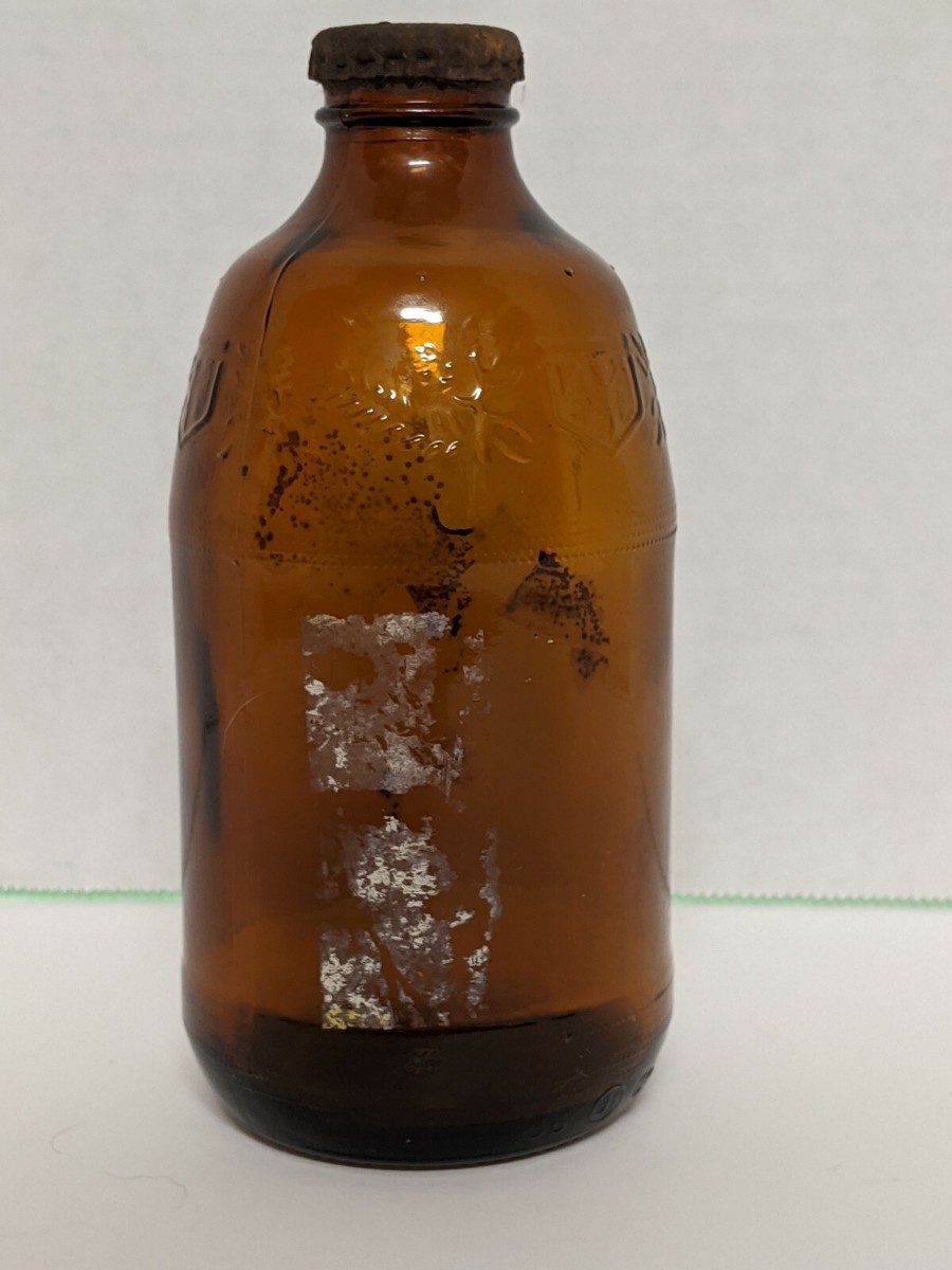 Vintage Short Neck Stub Beer Bottle w/Cap Depicts a Bird, Phoenix