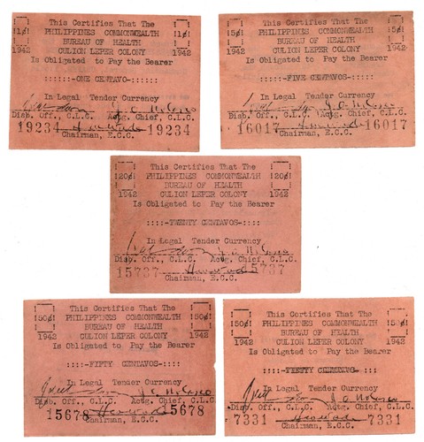 1942 WW2 Emergency Culion Leper Colony Banknotes WW2 1942 Collection With ERROR - Picture 4 of 6