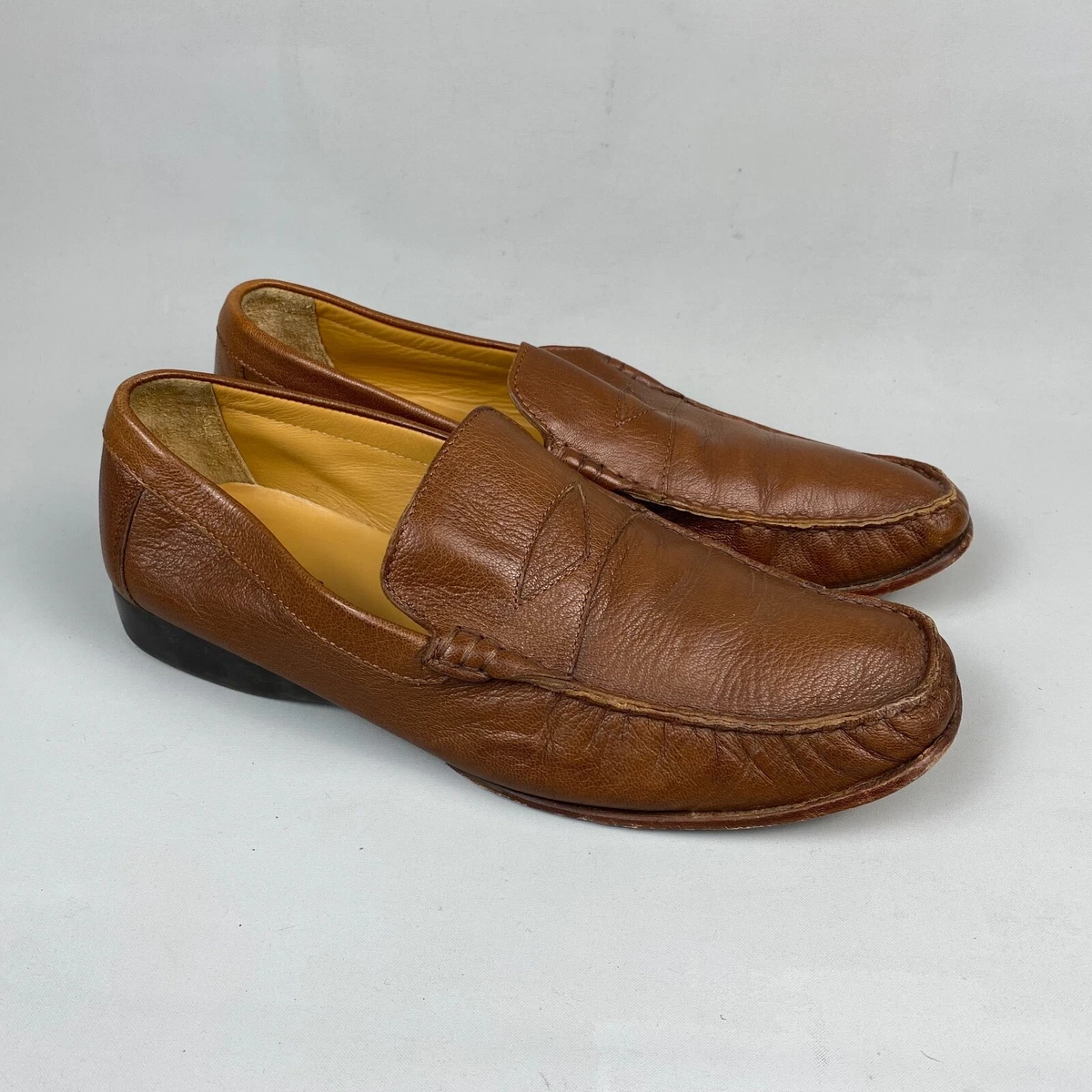 Mens Clarks Shoes Loafers Slip On UK 10 EU 44.5 Tan Brown Leather