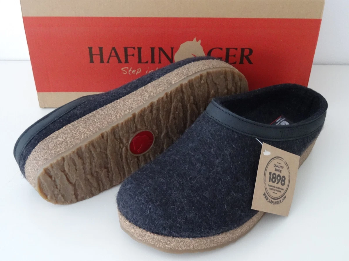 Haflinger Grizzly Pantofole Basse Donna | Grigio (Graphit) | Materiale Feltro, Suola Gomma, Taglia 42 (9 UK) - 4