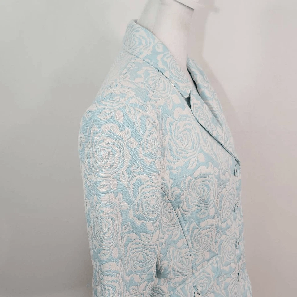 Blazer Liz Claiborne Azul Floral Talla 12 Azul Jacquard Blazer Foto 4 de 4
