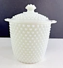 Vintage Milk Glass Hobnail Cookie Jar 9” EUC