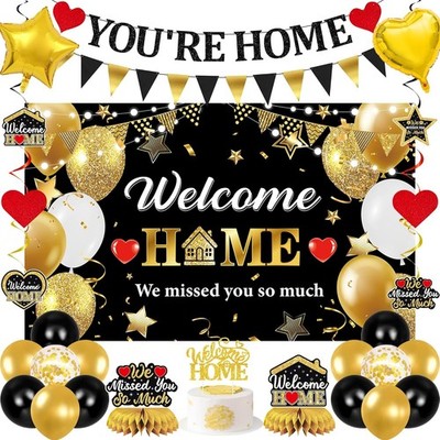 Welcome Back Party Decoration Banner and Balloon Set for Home and Family Reunion