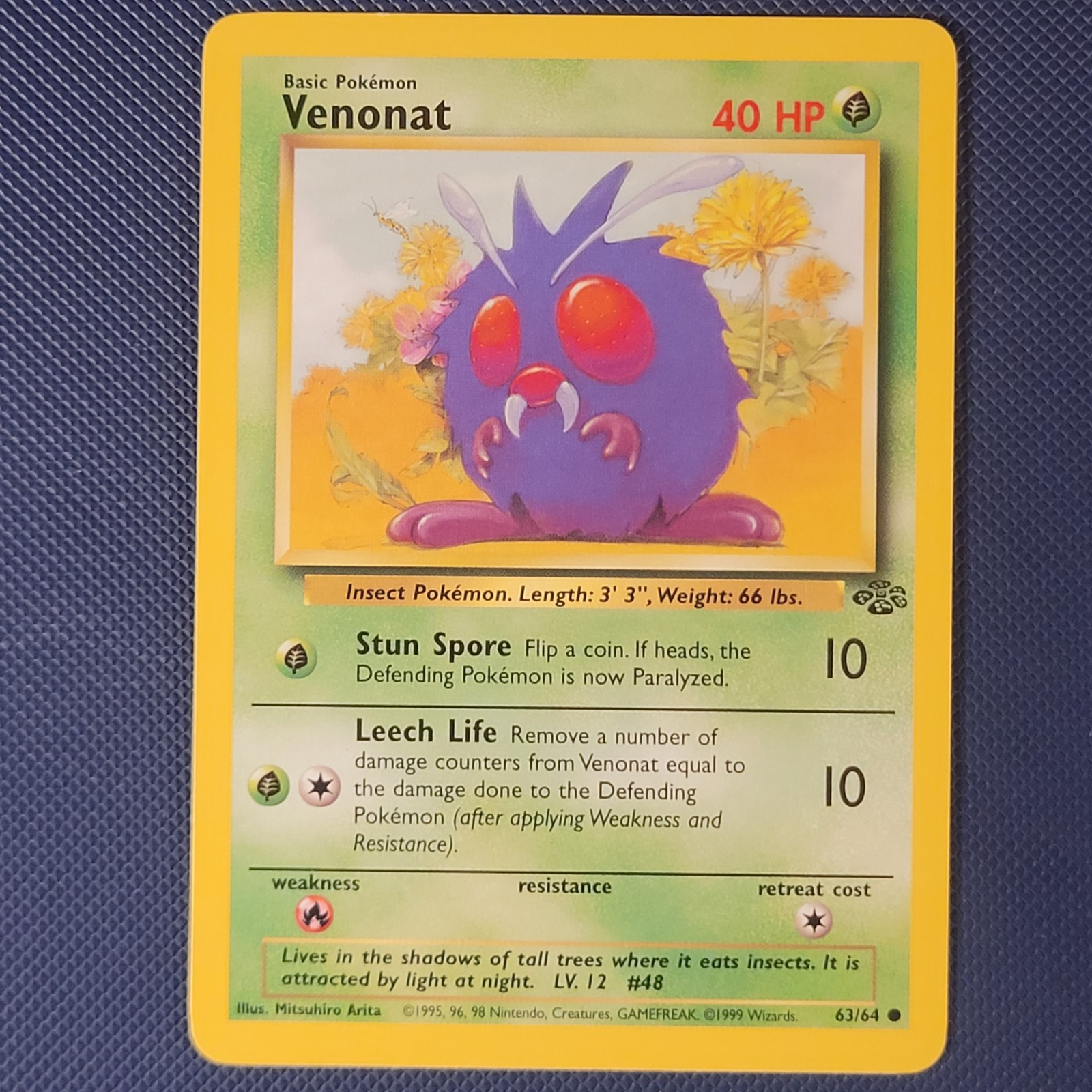 Venonat 63/64 - Jungle - Common Vintage WOTC Pokemon Card - NM