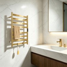 80cm Height Gold Heated Towel Rack for Bathroom, Wall-Mounted Towel Warmer Rack
