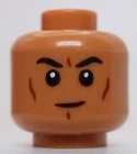 Lego Head Black Eyebrows Reddish Brown Cheek Lines Chin Dimple Slight Smile