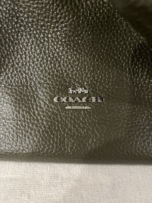 COACH Moss Green Pebbled Leather Large Purse Hobo Bucket Tote Shoulder Bag