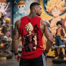 Camiseta sin mangas Ball Goku anime estampada algodón puro americana para hombre y