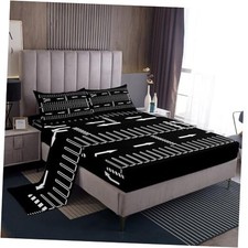 City Road Traffic Bed Sheet Set for Kids,Car TWIN W39 L75 H16" White Black