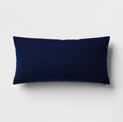 NWT Threshold 12 x 24'' Indoor Outdoor Decorative Pillow Cover Velvet Navy 12.28