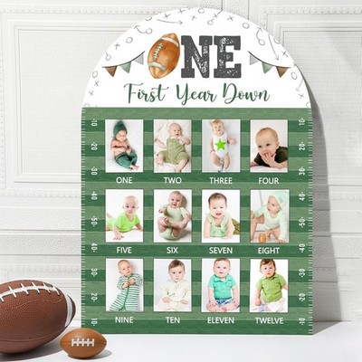Football First Year Photo Board First Year Down Party Decorations Wooden Boar...