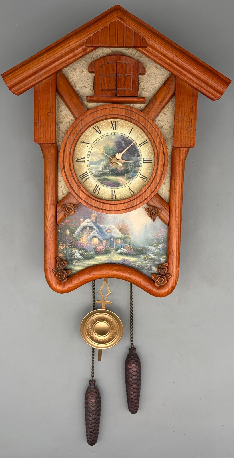 Bradford Exchange Thomas Kinkade Quartz Wood Cuckoo TIMELESS MEMORIES Clock 2007