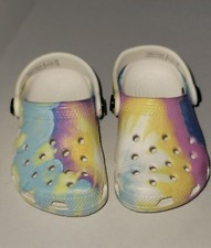 Kids Crocs Littles Tie-Dye Classic Clogs Size 2 - 3 Pastel Rainbow