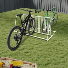 Dual Sided Bicycle Storage Stand Commercial Floor Bike Rack Stand White Durable