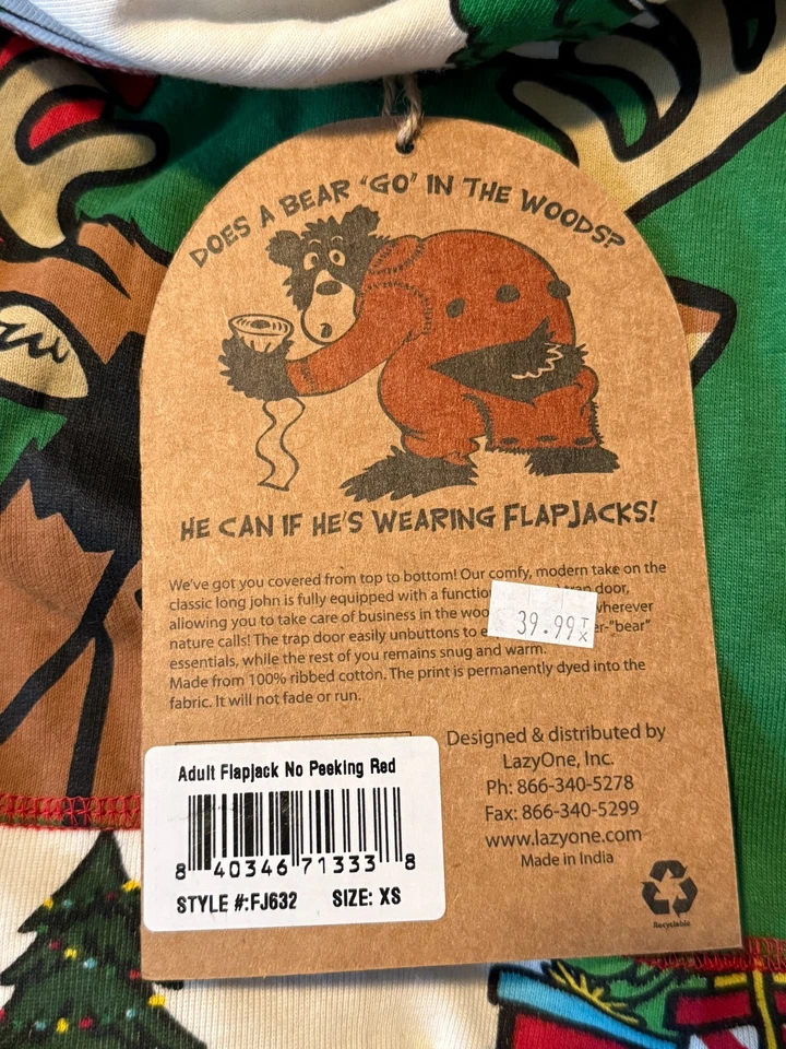 Nuevo con etiquetas Pijama Buc-ees Lazy One FlapJacks XS Navidad Vacaciones Unisex Foto 4 de 4