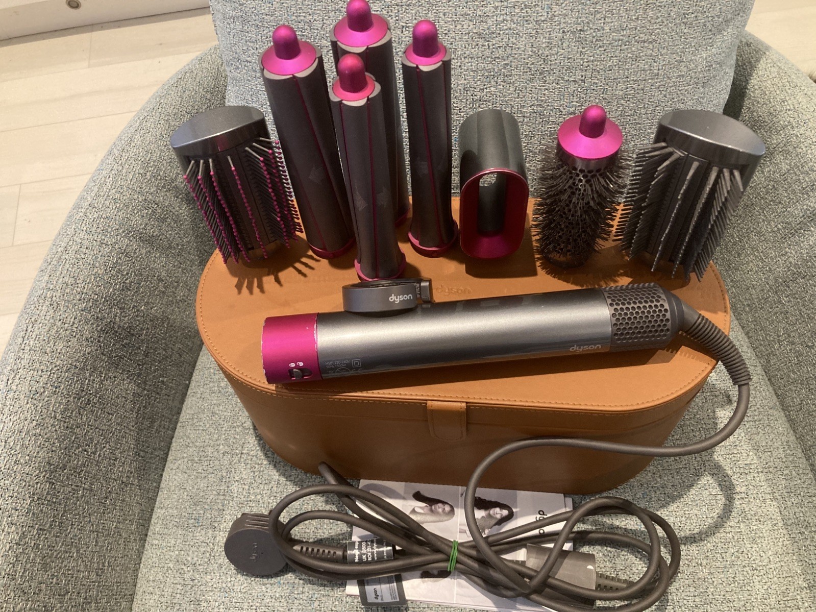 Dyson Airwrap Hair Dryer / Curler / Styler Nickel Fuschia Silver Pink  Long