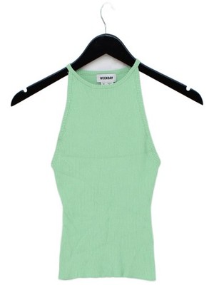 Weekday Women's T-Shirt XS Green Viscose with Polyamide Basic