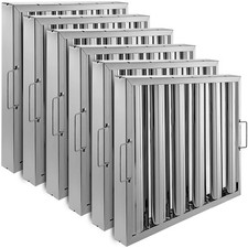 Pack of 6 Hood Filters 19.5W x 15.5H Inch, 430 Stainless Steel 5 Grooves