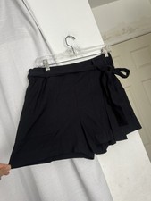 NWOT A New Day Women Black Dressy High Waisted Tie Waist Shorts Small Pockets