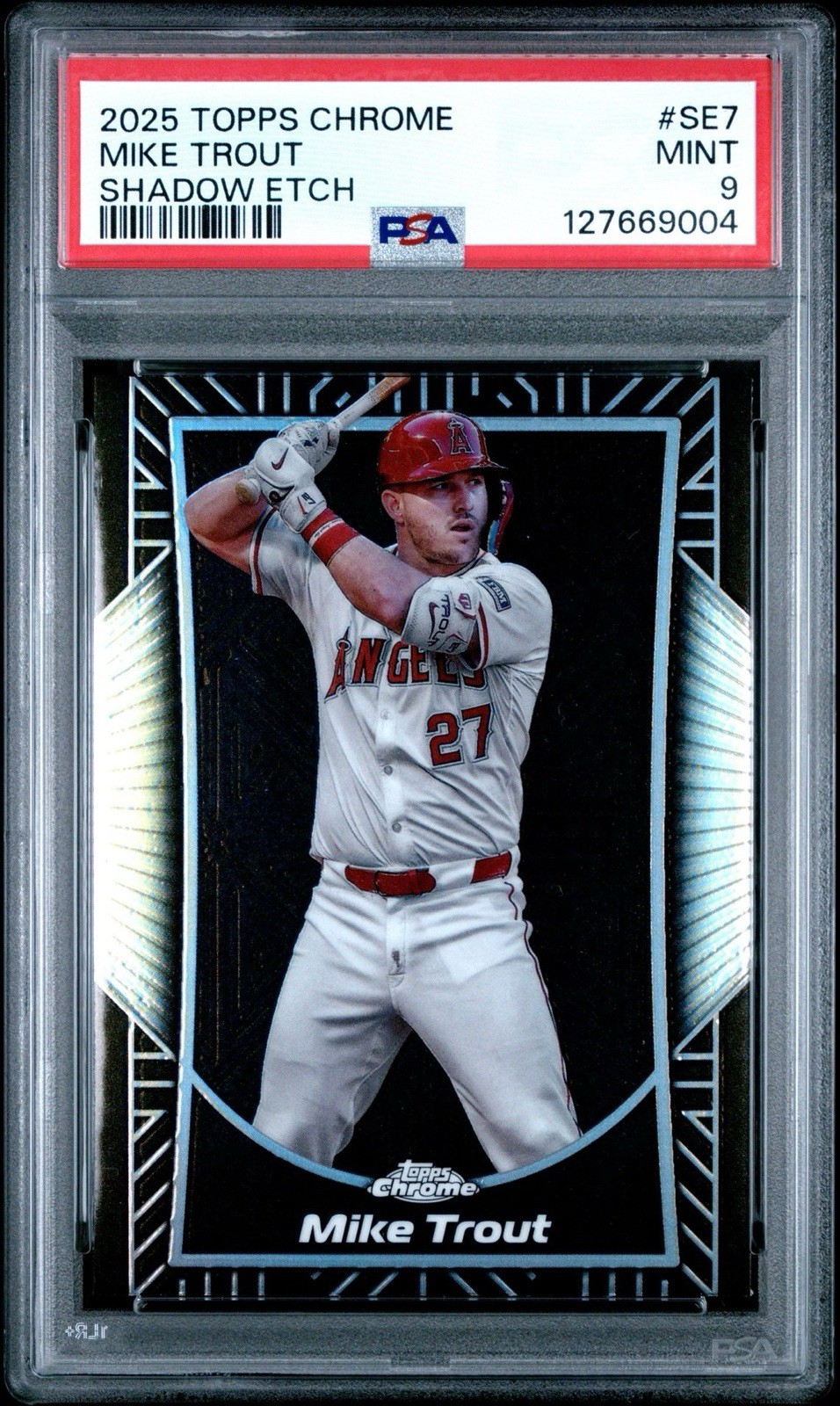 Mike Trout - Shadow Etch - 2025 Topps Chrome #SE-7 Los Angeles Angels SP PSA 9