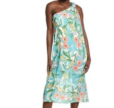 Laundry By Shelli Segal One Shoulder Dress Size 6 Turquoise Floral New With Tag