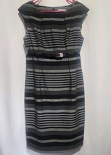 Calvin Klein Womens Black Gray Stripe Midi Sheath Dress Sz 12 Casual (G)