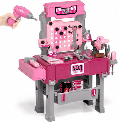 Pink Kids Tool Set for Girls with Power Drill