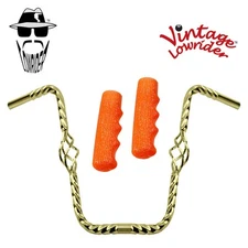 Lowrider Cage Twisted 16" 25.4 Handlebar Gold 212 120 Grips Sparkle/Orange
