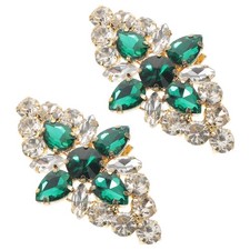 2 Pcs Green Flower Shoe Clips Decorative Buckles For Wedding Dress High Heels