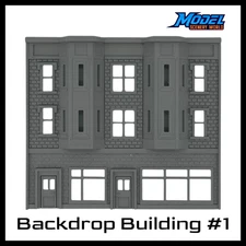 Backdrop Building BG #1 - HO Scale - Gray