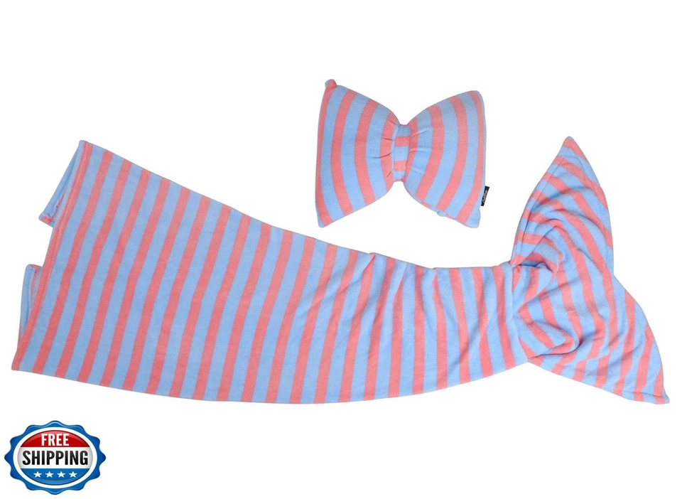 Catalonia Kids Mermaid Tail Blanket Pillow Cushion,Super Soft Coral Plush Fle - Image 4 of 4