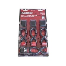 4 Pack Husky 10 Ft X 1 In Cam Buckle Tie-down Straps Polyester With Steel S-hook
