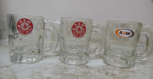 A&W Heavy Clear Glass Mugs 3" Tall Each Shot Glass Child Mug Lot of 3