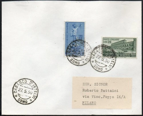 1950 ITALY REPUBLIC N.618/619 ON FDC TRAVELLED