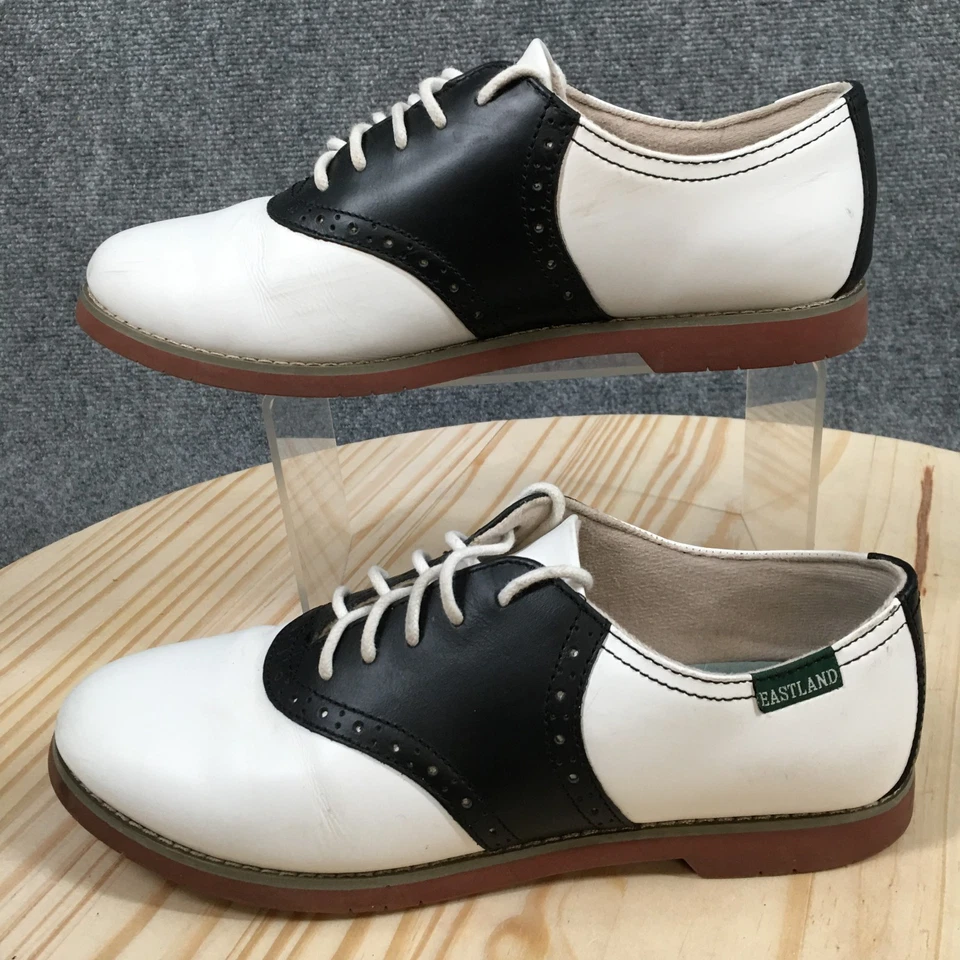 Eastland Shoes Womens 7.5 M Sadie Saddle Oxford White Leather Lace Up Low Top - Image 4 of 4