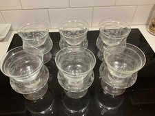 VINTAGE etched glass PRAWN COCKTAIL CHILLER GLASSES WITH LINERS SET OF 6 