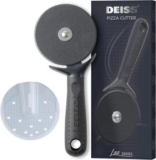 Deiss Lux Heavy Duty Pizza Cutter Wheel Slicer Stainless Steel Black