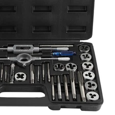 Tap and Die Set 40Pcs Metric Size M3 to M12 Bearing Steel Threading Tools TUA