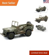 Classic Army Green Jeep Willys 1/32 Metal Diecast Model for Display Collection