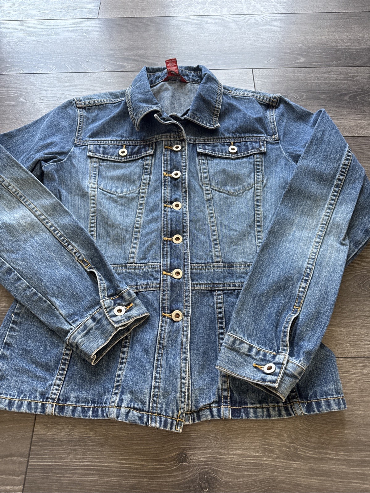 Sundance Jacket Blue Denim Jean Button Front Western Peplum Fitted Women’s 8