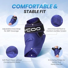 Ankle Ice Pack Wrap for Swelling, Foot Pain Relief, Reusable Gel Ice Packs fo...