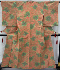 Japanese Vintage Kimono Silk Pink Tumugi Traditional Authentic Length 61 in
