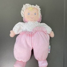 Eden Baby Doll Pink Terry Cloth Plush Crinkle Lovey Blonde Rattle 12" Vintage