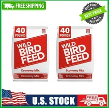 2 PACK Global Harvest Foods Economy Mix Wild Bird Feed, Dry, 40 lb. Bag