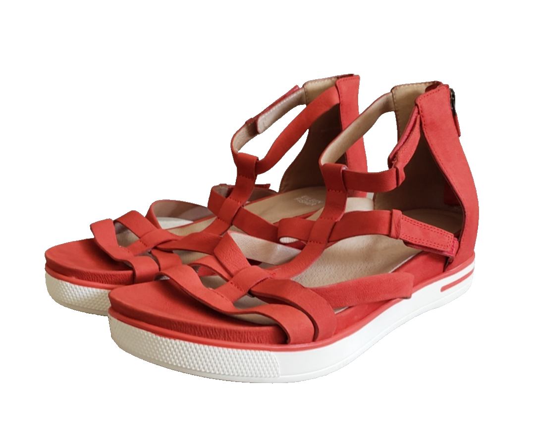 SAOLA EILEEN FISHER Sola sandalo con zeppa e plateau in nabuk rosso rubato misura 9 5