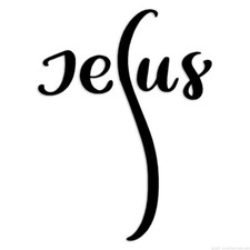 Jesus Text Script - Decal Sticker - Multiple Colors Sizes - ebn6388