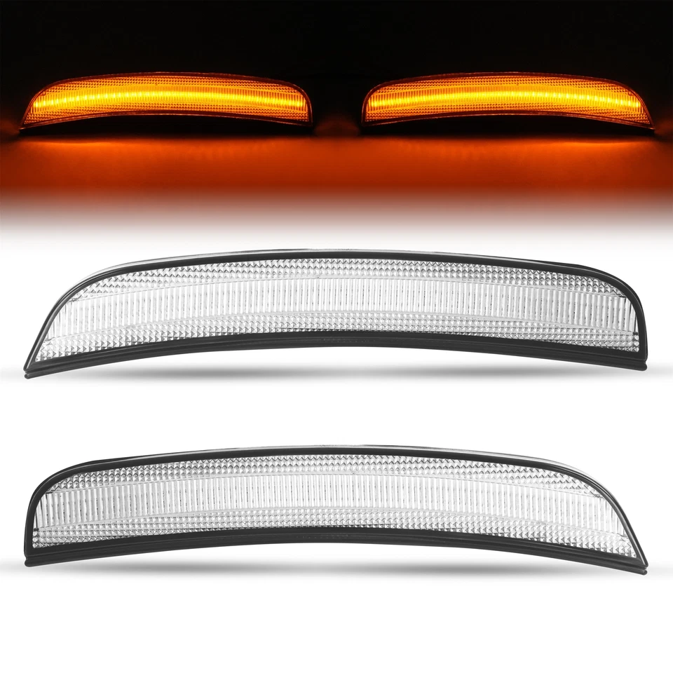 Luces de señalización laterales reflectoras de parachoques delantero LED transparentes para Chrysler 300 2015-2023 Foto 2 de 4